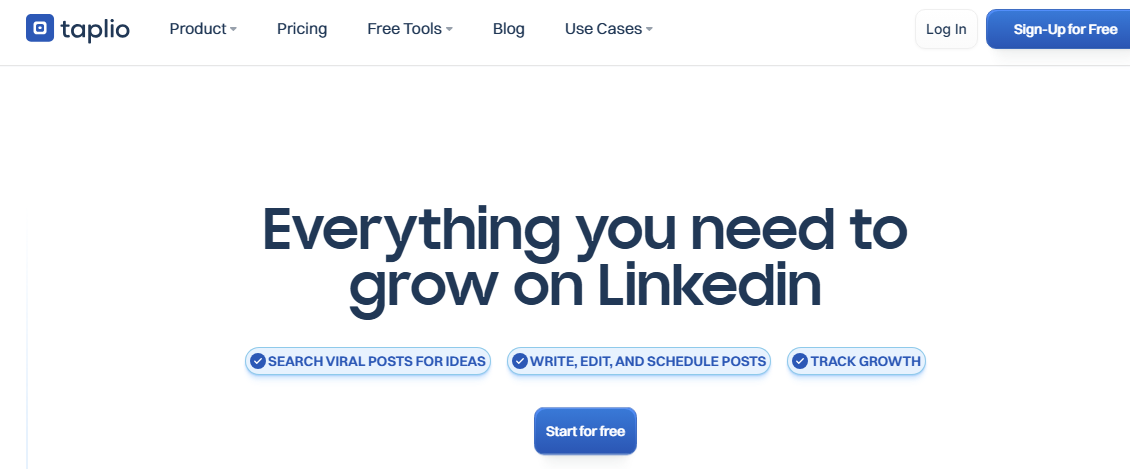 Taplio AI post generator creating a LinkedIn post using GPT-4 with tone and format options
