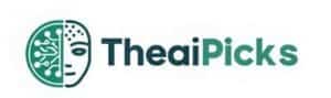 TheaiPicks logo , a circular icon combining a human face with digital circuit patterns, beside the brand name "TheaiPicks" in teal and dark green.