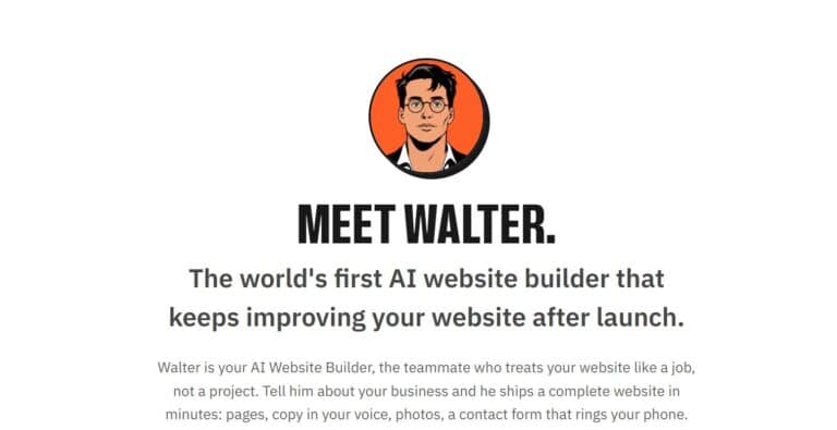 Meet Walter by Marblism - AI Website Builder continuous conversion optimization platform interface